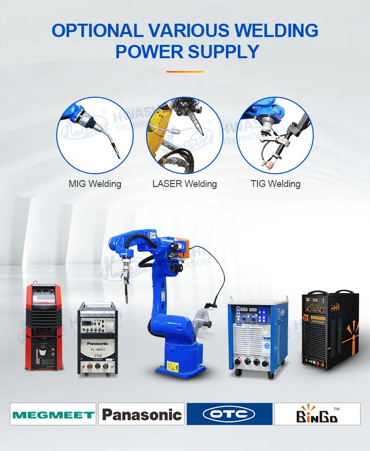 Hwashi Industrial CNC Welding Machine Robot 6-osiowy z servo, stojak pozycjonera ramienia robota spawania, automatyczny robot spawania TIG 8