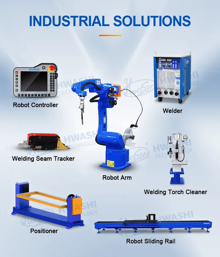 Hwashi Industrial CNC Welding Machine Robot 6-osiowy z servo, stojak pozycjonera ramienia robota spawania, automatyczny robot spawania TIG 7